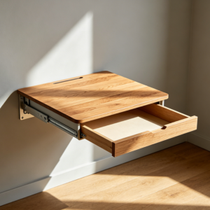 Floating Wall-Mounted Foldable Desk with Hidden Storage Compartment